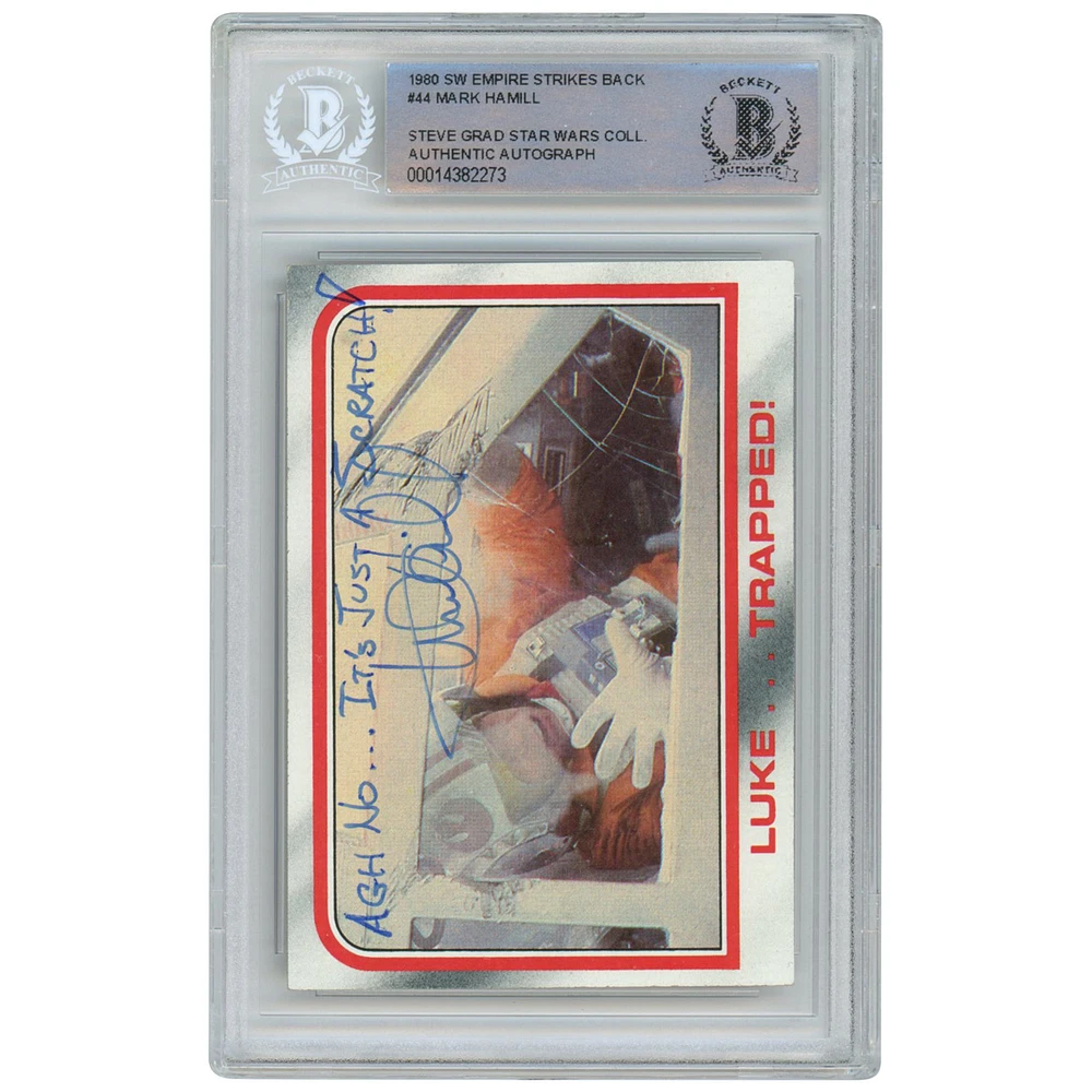 Mark Hamill Autographed 1980 Topps The Empire Strikes Back #44 BAS Authenticated Card with "Agh No… It's Just a Scratch!" Inscription