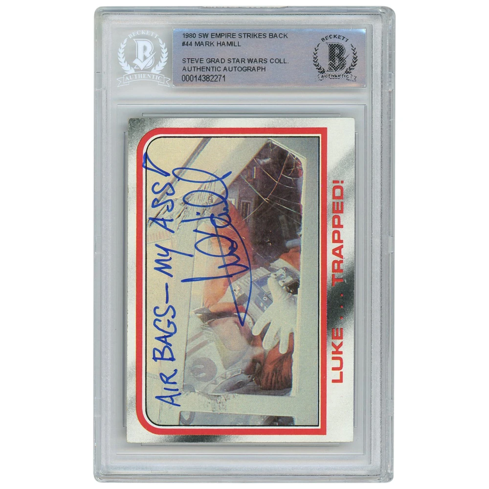 Mark Hamill Autographed 1980 Topps The Empire Strikes Back #44 BAS Authenticated Card with "Air Bags - My A--!" Inscription