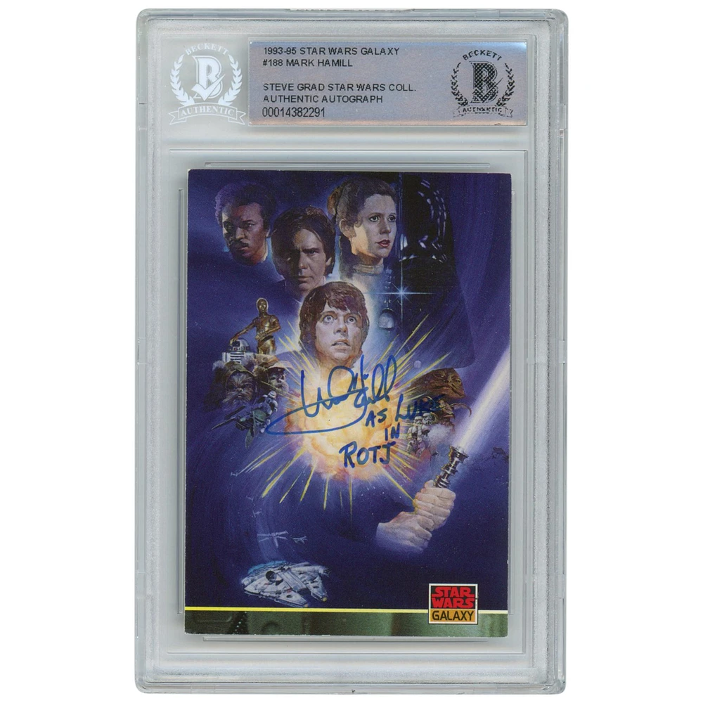 Mark Hamill Star Wars Autographed 1993-95 Topps Galaxy #188 BAS Authenticated Card with "As Luke in ROTJ" Inscription - The Steve Grad Collection