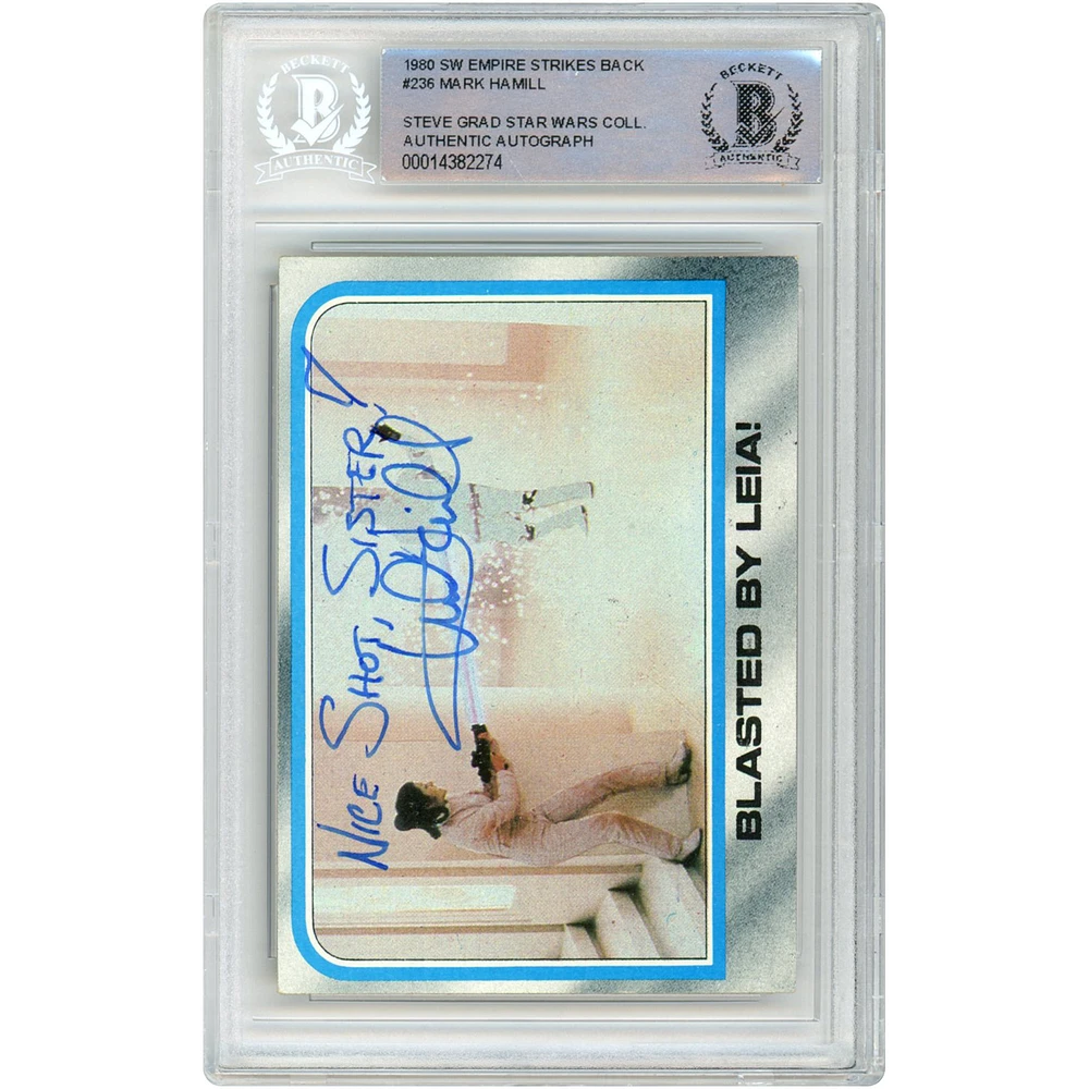 Mark Hamill Autographed 1980 Topps The Empire Strikes Back #236 BAS Authenticated Card with "Nice Shot, Sister!" Inscription