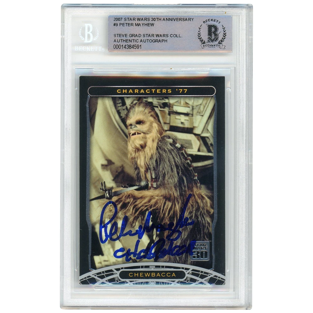 Peter Mayhew Star Wars Autographed 2007 Topps 30th Anniversary #9 BAS Authenticated Card with "Chewbacca" Inscription - The Steve Grad Collection