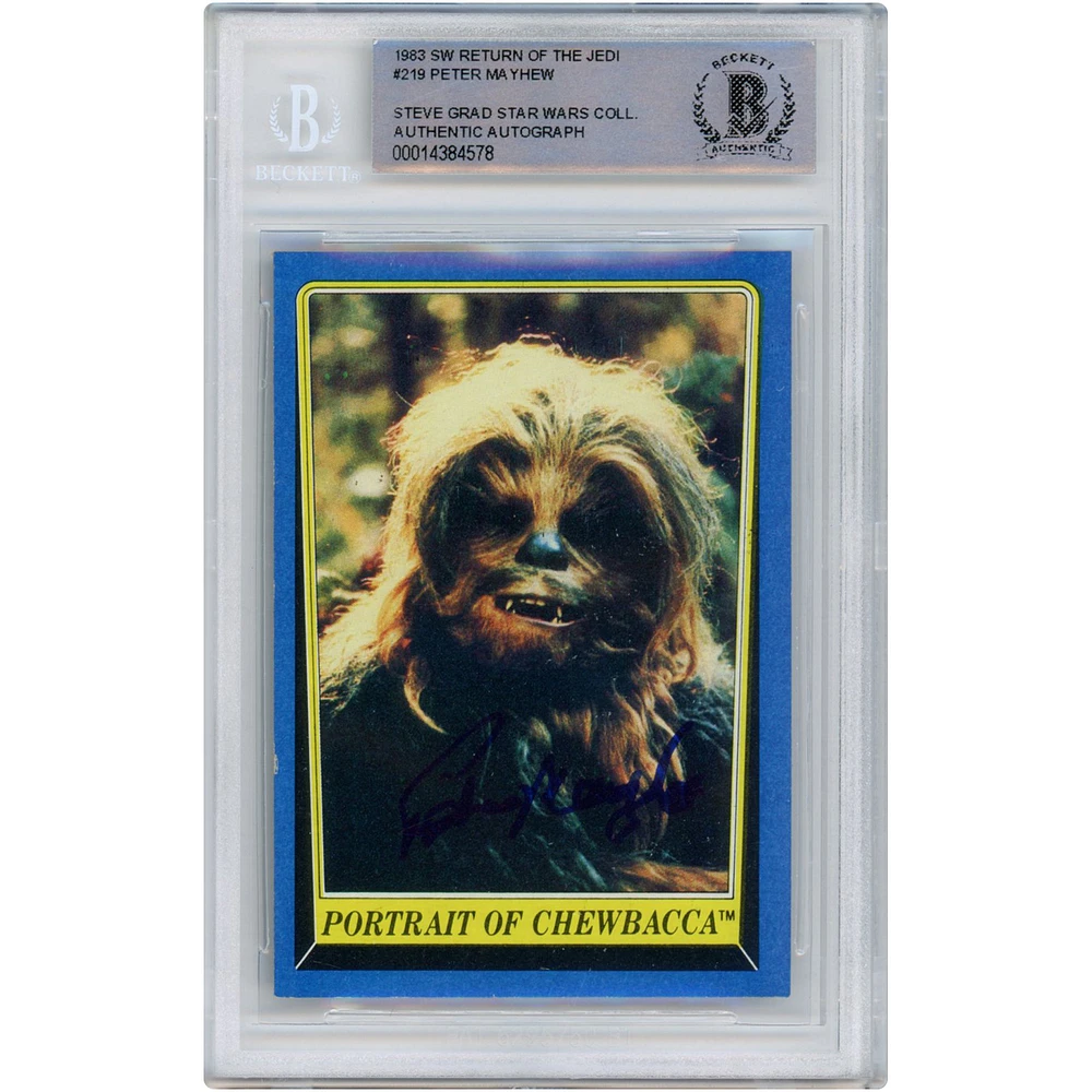 Peter Mayhew Star Wars Autographed 1983 Topps Return Of The Jedi Blue Signature #219 BAS Authenticated Card - The Steve Grad Collection