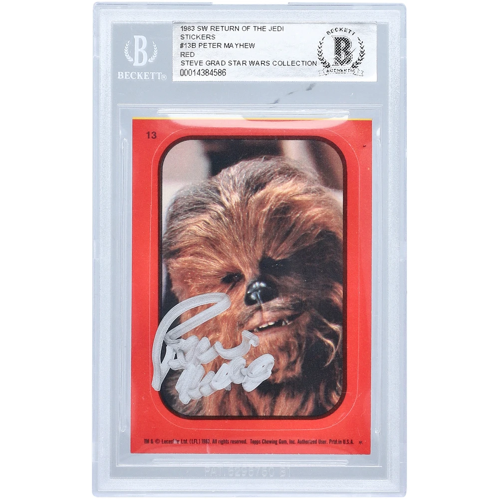Peter Mayhew Star Wars Autographed 1983 Topps Return Of The Jedi Sticker Red #13B BAS Authenticated Card - The Steve Grad Collection