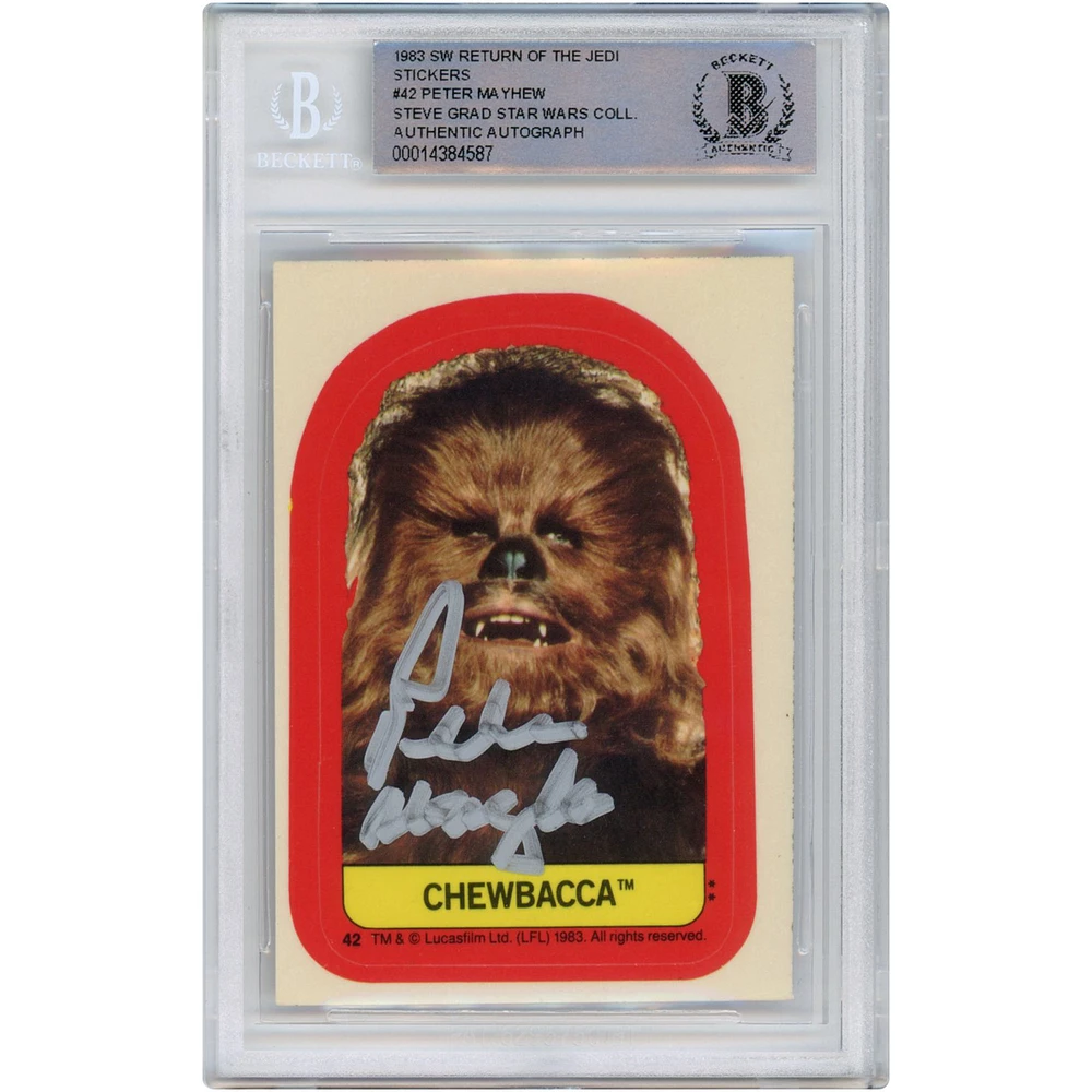 Peter Mayhew Star Wars Autographed 1983 Topps Return Of The Jedi Sticker #42 BAS Authenticated Card - The Steve Grad Collection