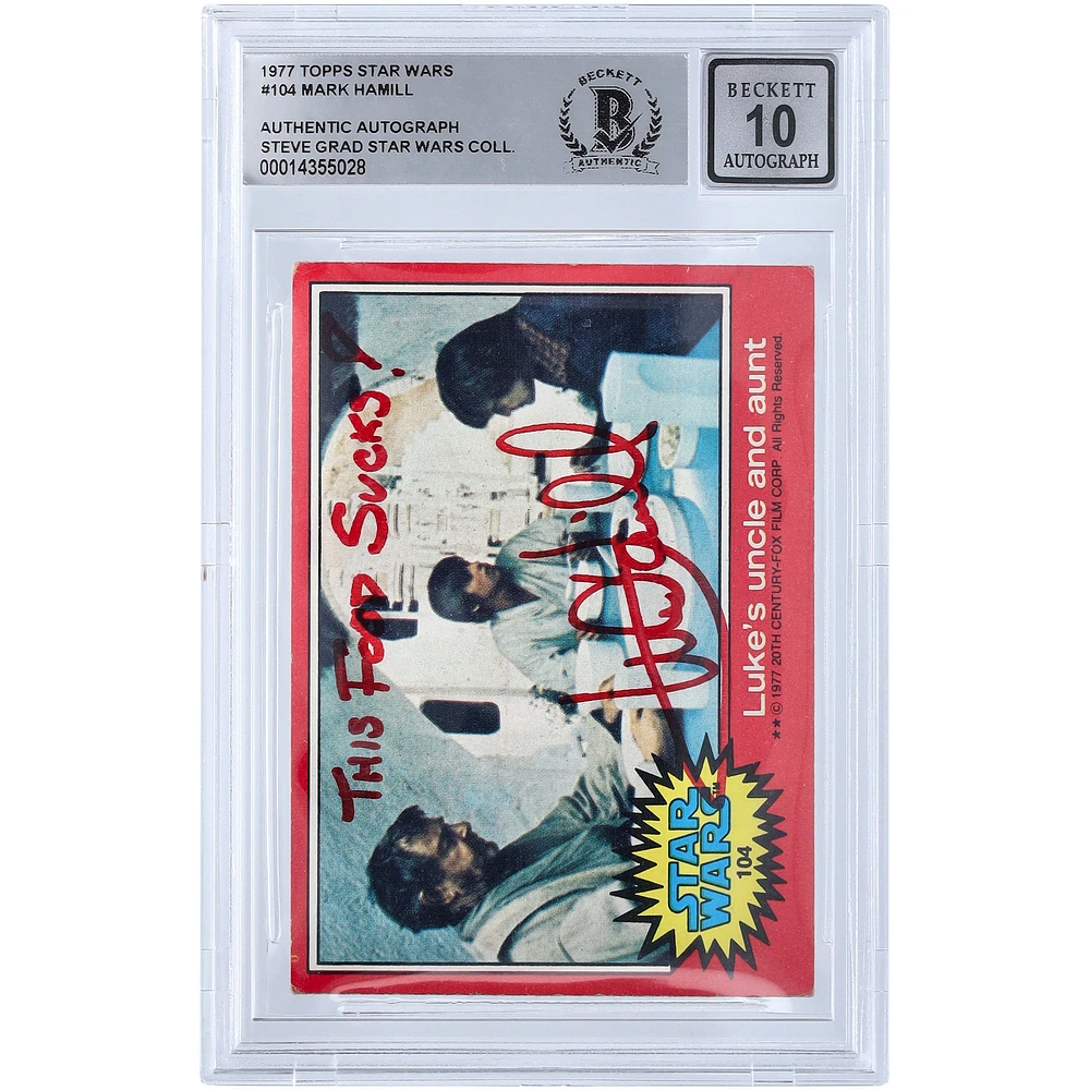 Mark Hamill Autographed 1977 Topps Star Wars #104 BGS Authenticated 10 Card with "This Food Sucks!" Inscription