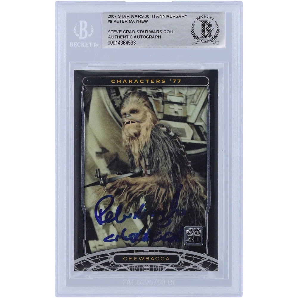 Peter Mayhew Star Wars Autographed 2007 Topps 30th Anniversary #9 BGS Authenticated Card with "Chewbacca" Inscription