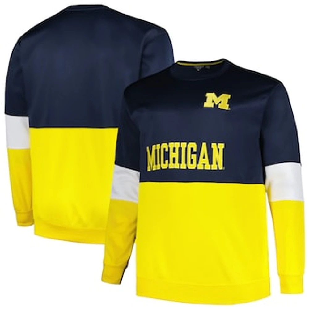 Men's Profile Navy Michigan Wolverines Big & Tall Fleece Pullover Sweatshirt