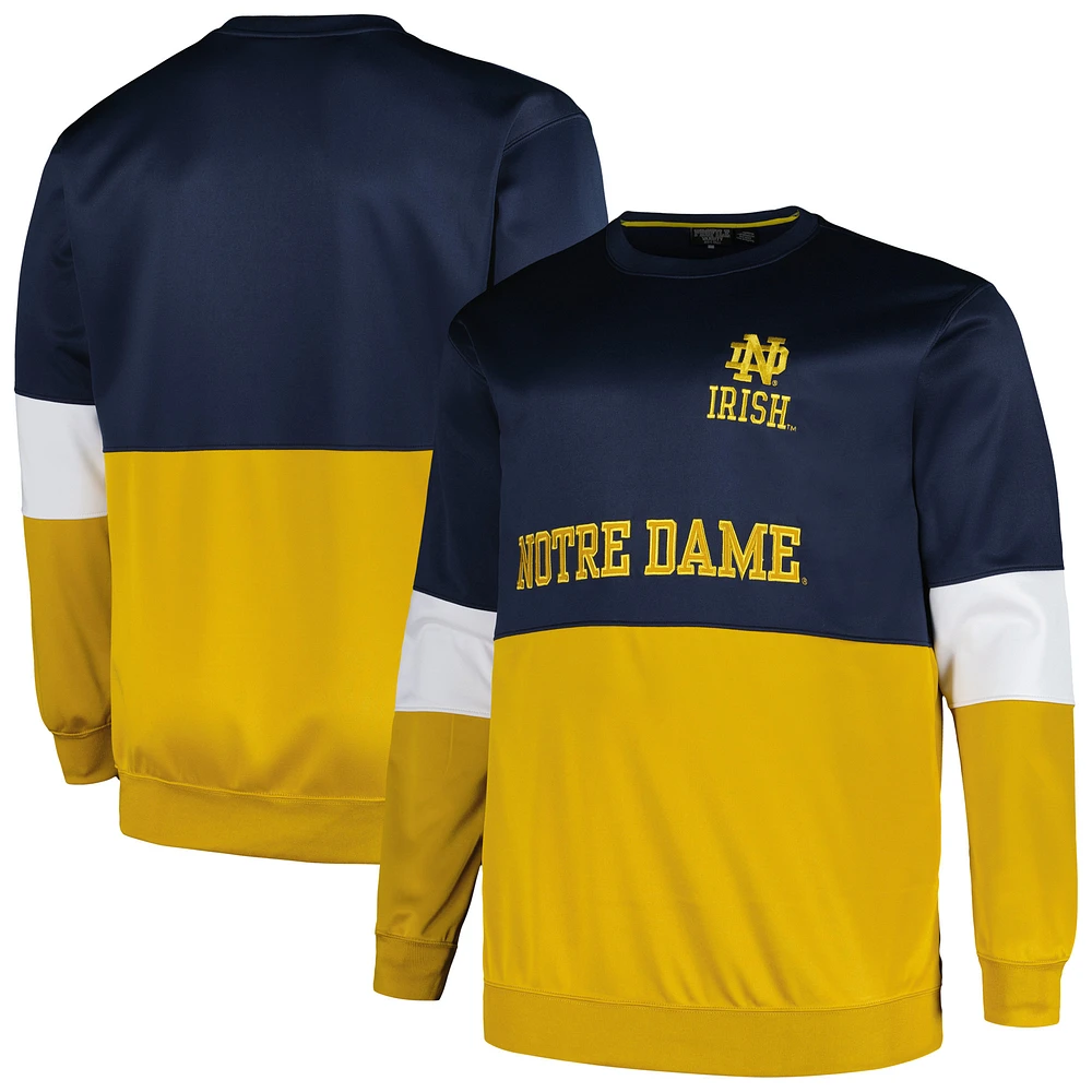 Men's Profile Navy Notre Dame Fighting Irish Big & Tall Fleece Pullover Sweatshirt