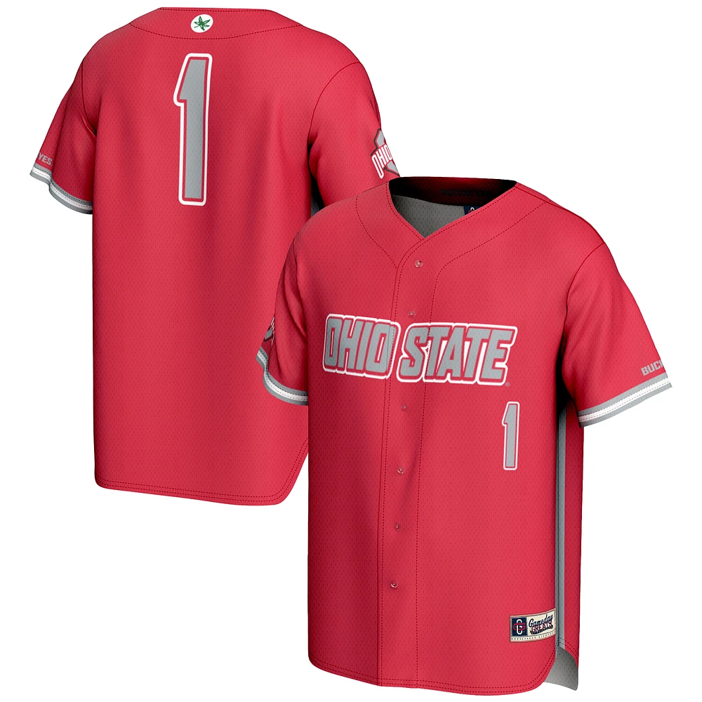 Men's GameDay Greats #1 Scarlet Ohio State Buckeyes Lightweight Baseball Jersey