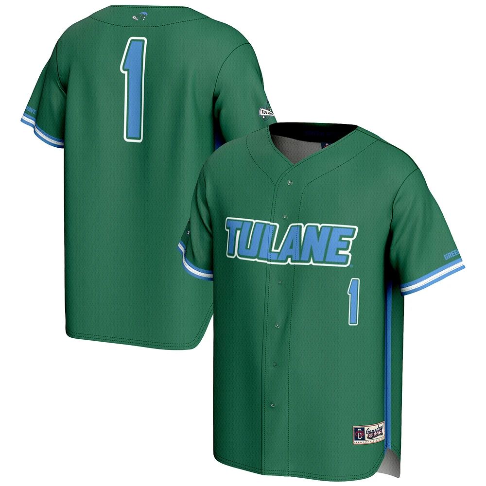 Men's GameDay Greats #1 Green Tulane Wave Lightweight Baseball Jersey