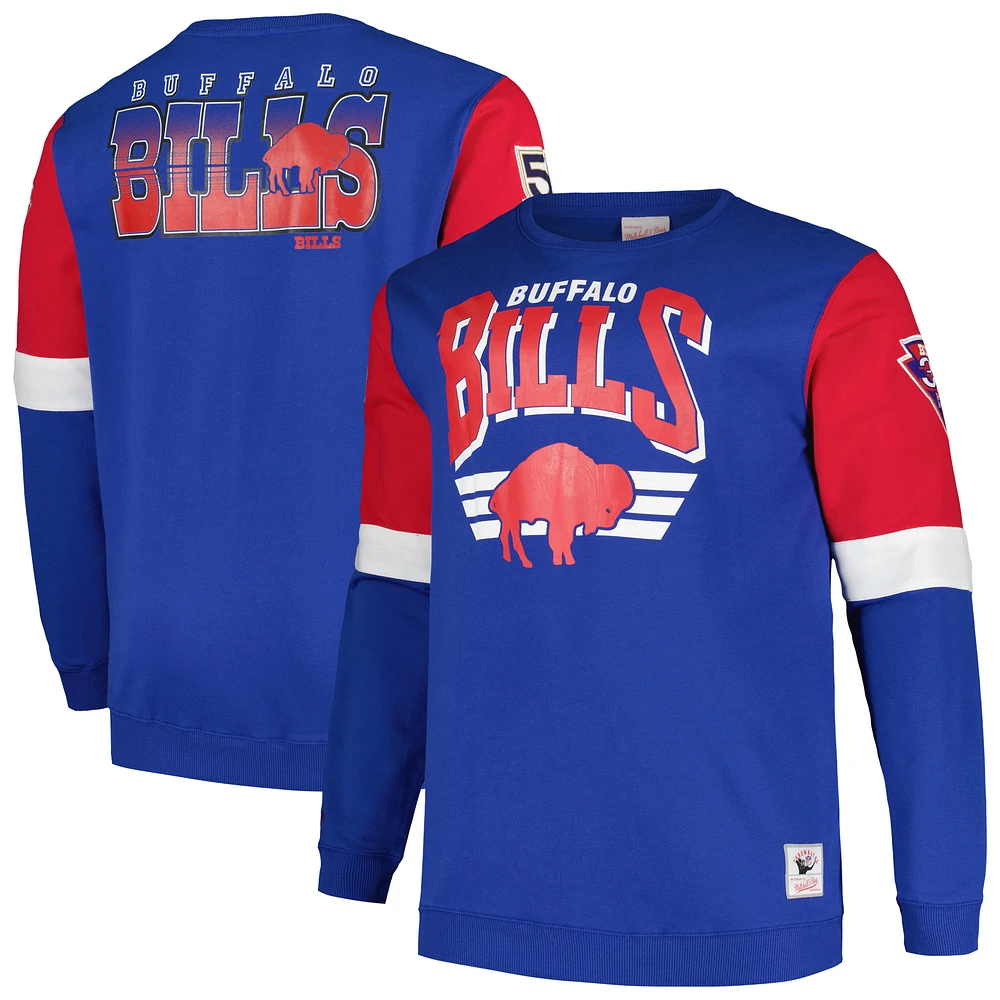 Men's Mitchell & Ness Royal Buffalo Bills Big Tall Fleece Pullover Sweatshirt