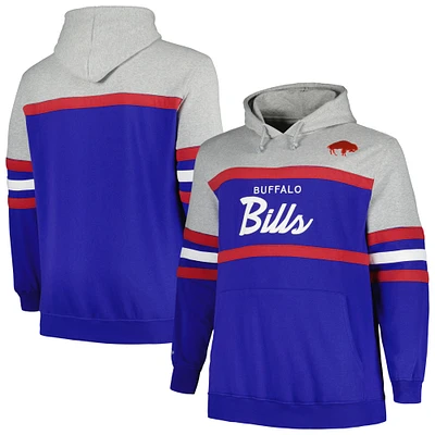 Men's Mitchell & Ness Heather Gray/Royal Buffalo Bills Big Tall Head Coach Pullover Hoodie