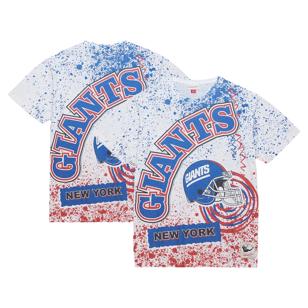 Men's Mitchell & Ness White New York Giants Big Tall Allover Print T-Shirt