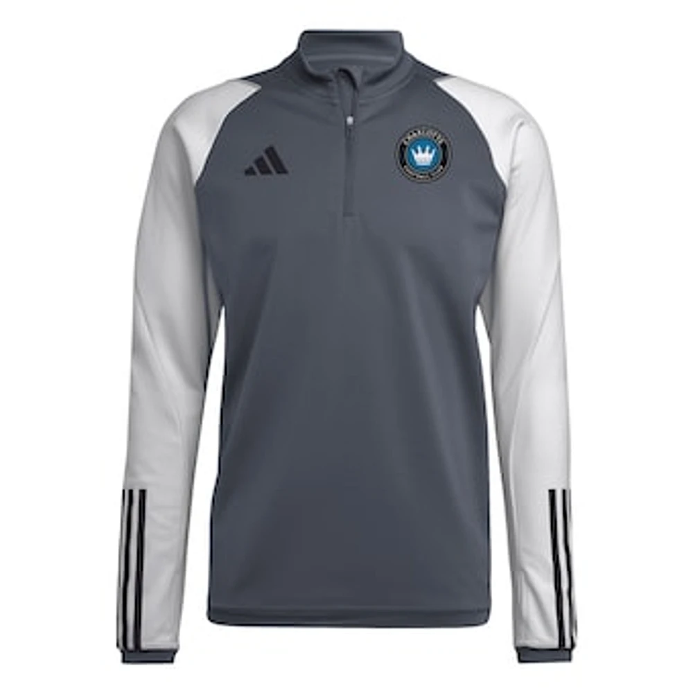 Men's adidas Gray Charlotte FC 2024 On-Field AEROREADY Quarter-Zip Training Top