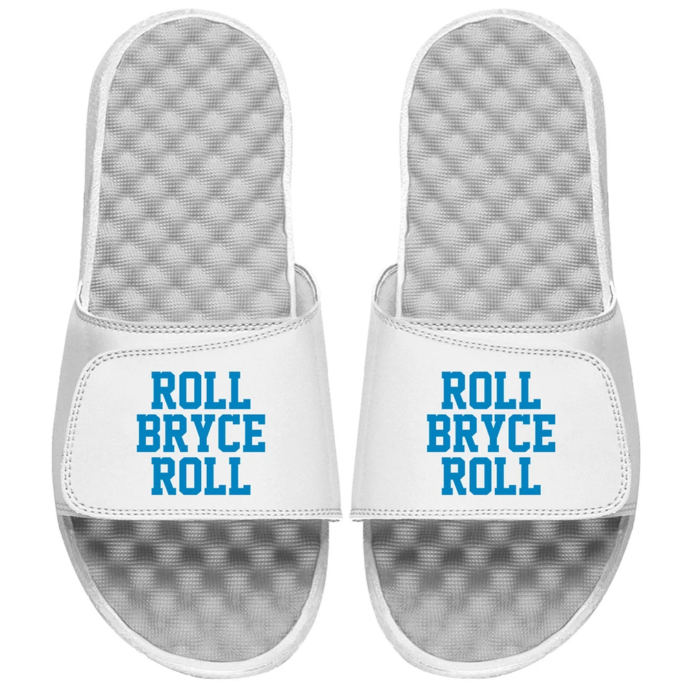 Youth ISlide x BreakingT Bryce Young White NFLPA Slogan Slide Sandals