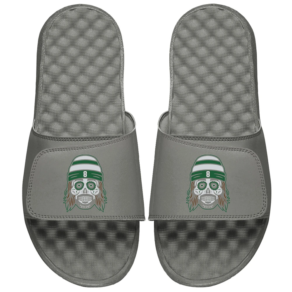 Youth ISlide x BreakingT Aaron Rodgers Gray NFLPA Sugar Skull Slide Sandals