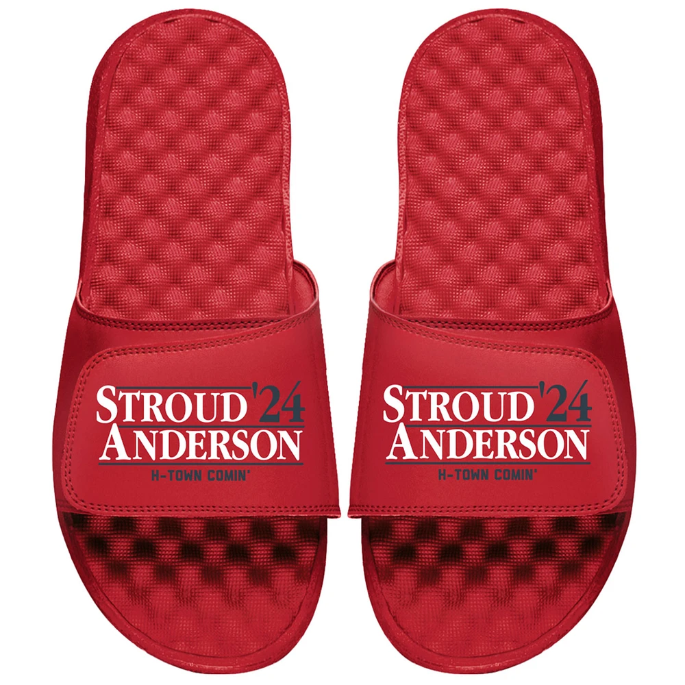Youth ISlide x BreakingT CJ Stroud & Will Anderson Jr. Red NFLPA Campaign Slide Sandals