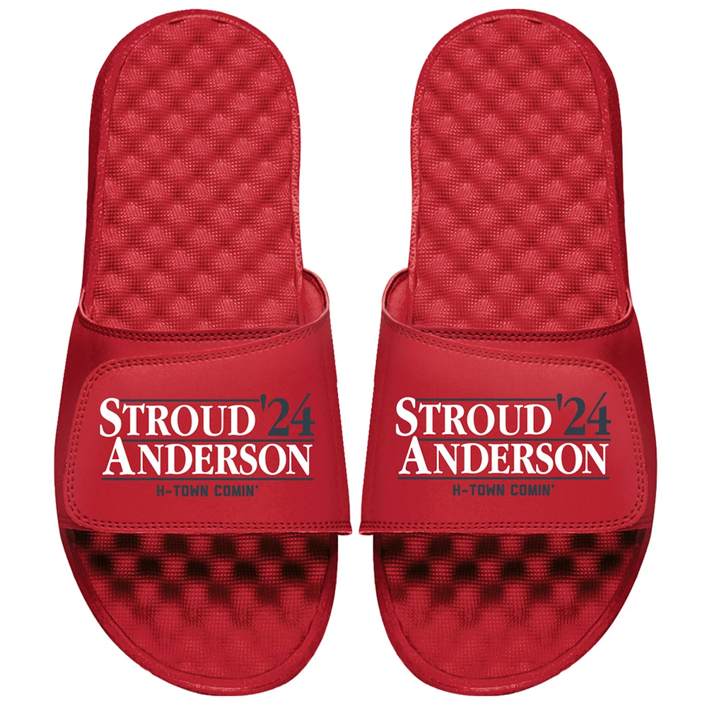 Men's ISlide x BreakingT CJ Stroud & Will Anderson Jr. Red NFLPA Campaign Slide Sandals