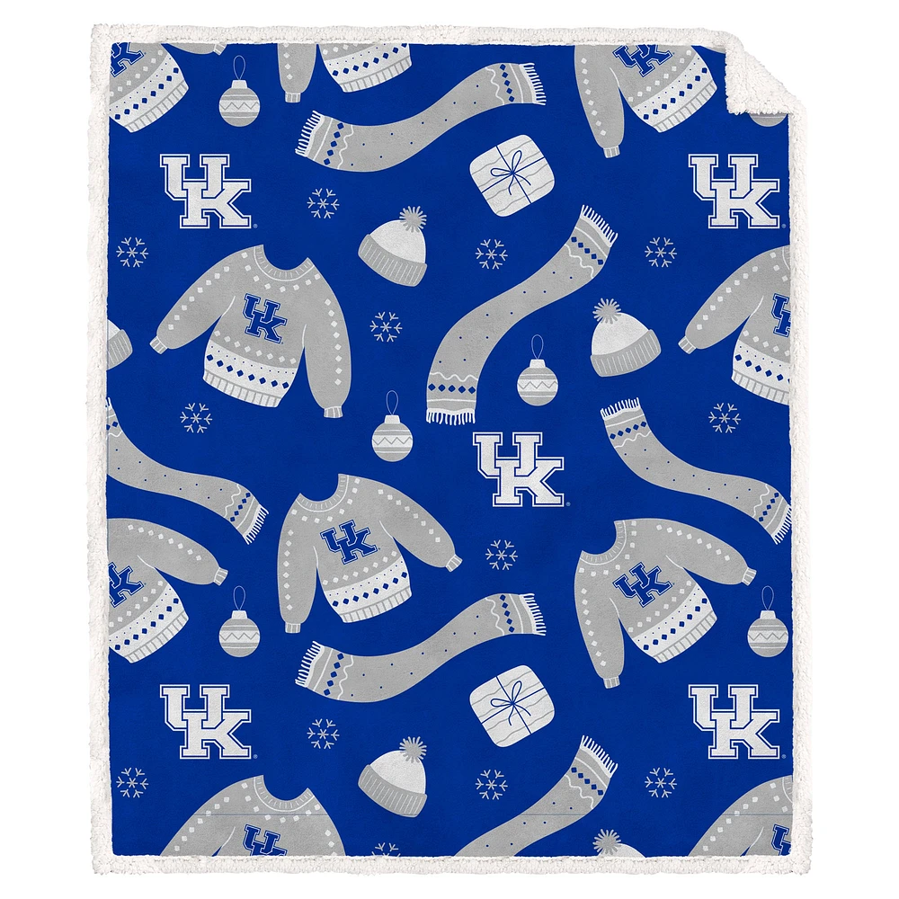 Pegasus Kentucky Wildcats 60" x 70" Ugly Sweater Flannel Fleece Sherpa Blanket