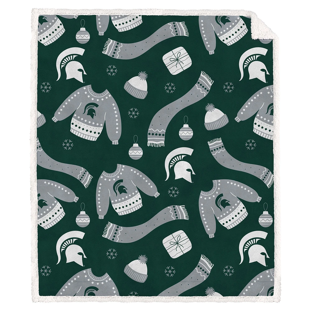 Pegasus Michigan State Spartans 60" x 70" Ugly Sweater Flannel Fleece Sherpa Blanket