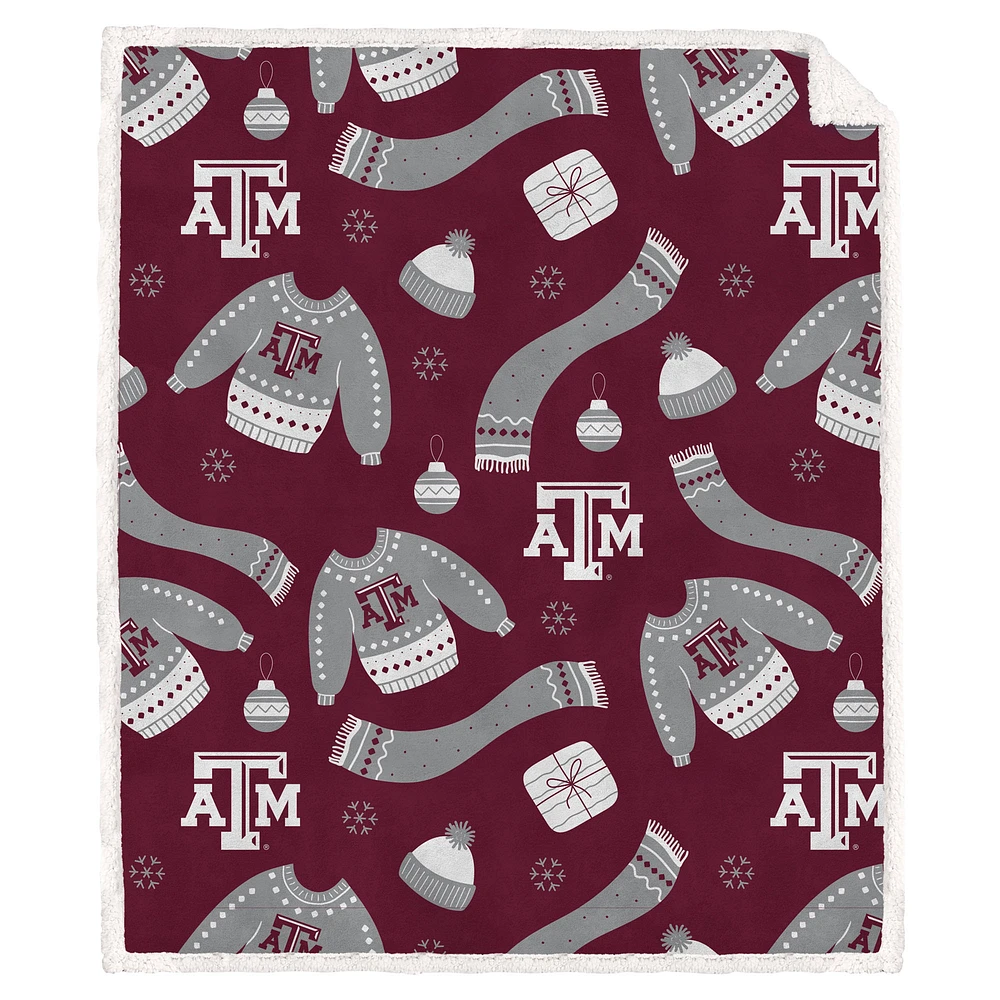 Pegasus Texas A&M Aggies 60" x 70" Ugly Sweater Flannel Fleece Sherpa Blanket