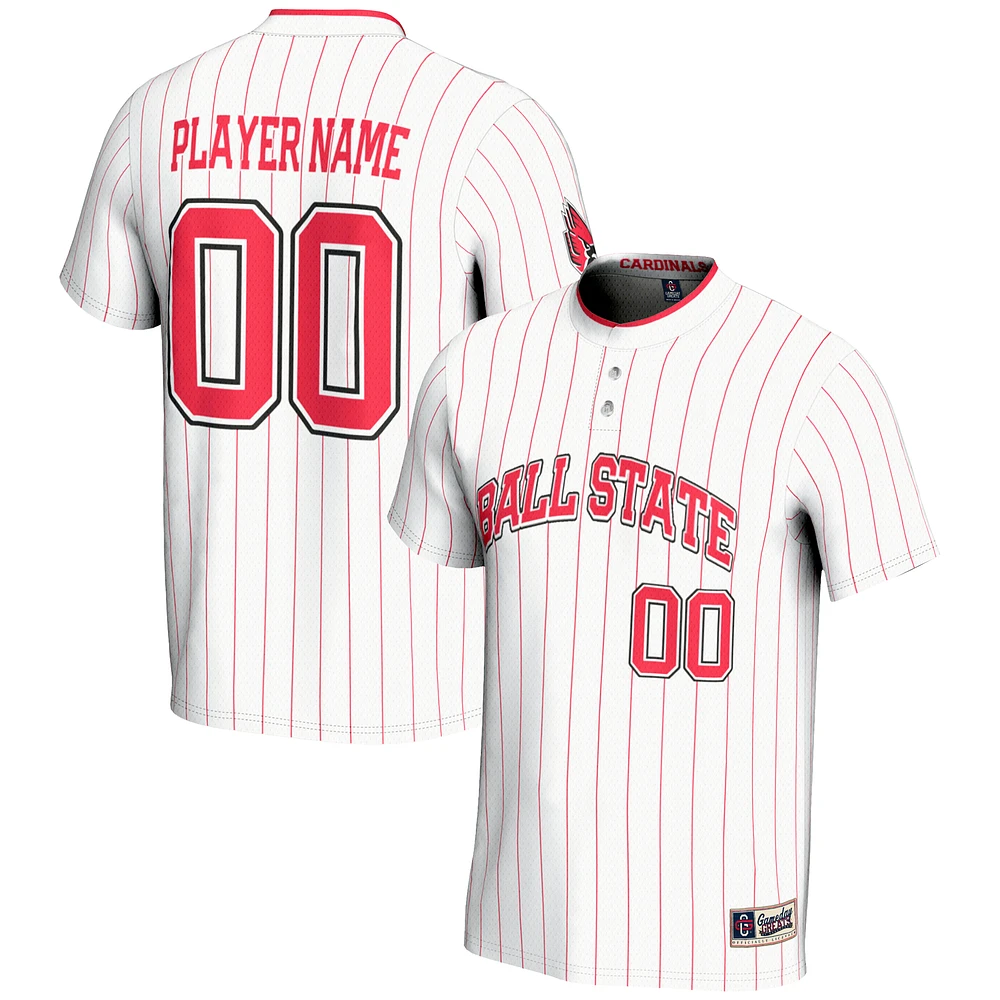 Unisex GameDay Greats White Ball State Cardinals NIL Pick-A-Player Lightweight Softball Jersey