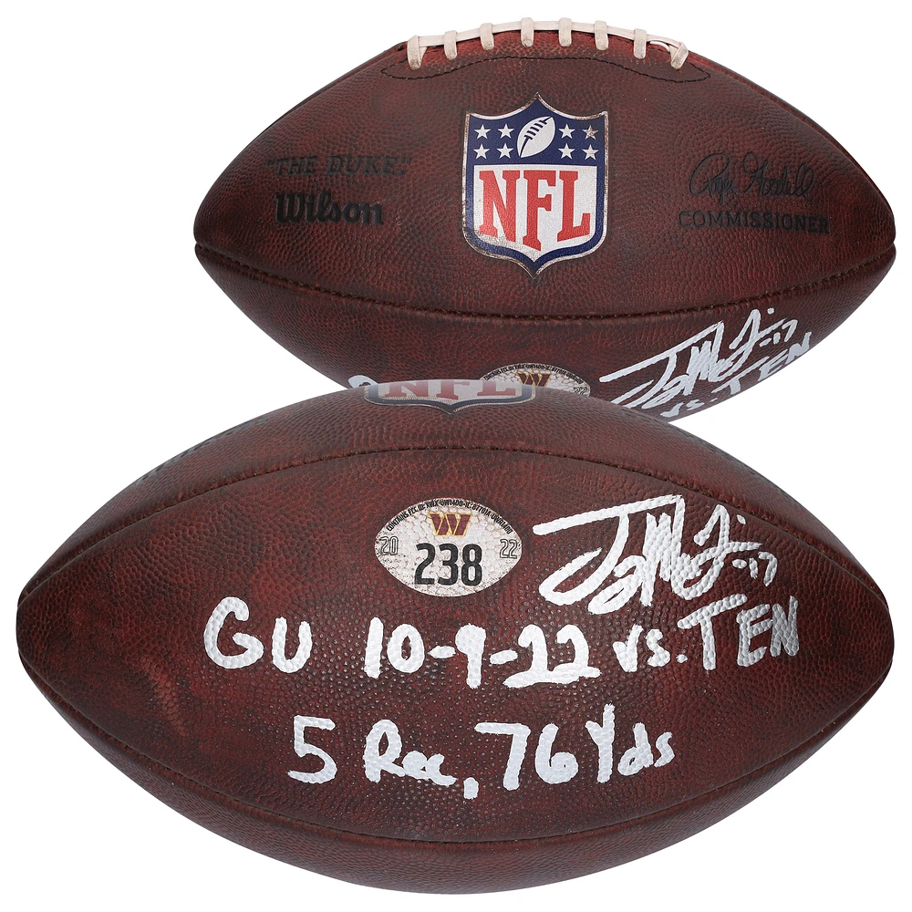 Authentic Game-Used: Terry McLaurin Washington Commanders Autographed Wilson Football with Inscriptions