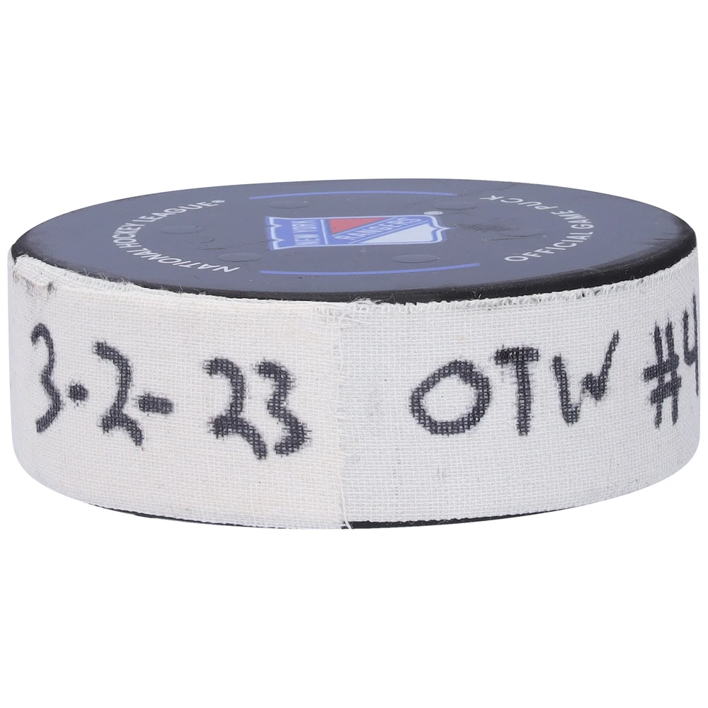 Claude Giroux Ottawa Senators Game-Used Goal Puck from March 2, 2023 vs. New York Rangers