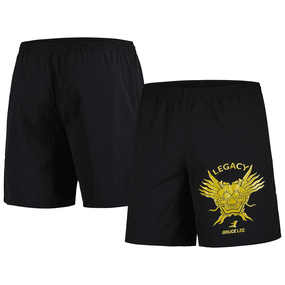 Men's Mitchell & Ness Bruce Lee Black Dragon's Head Script Shorts