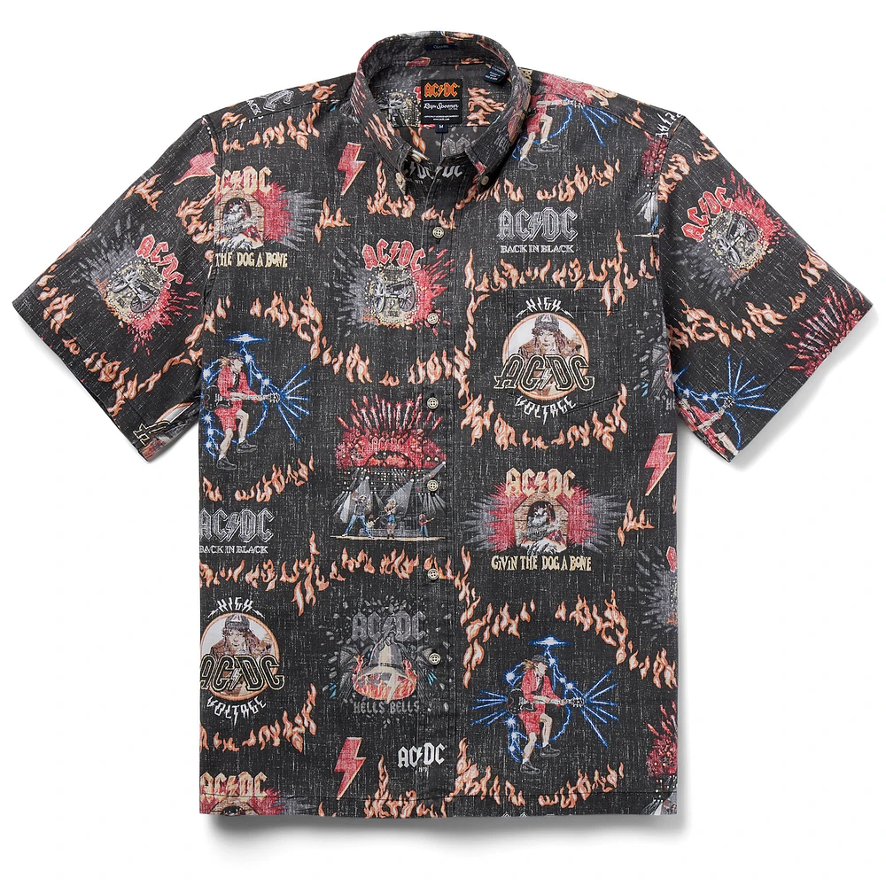 Men's Reyn Spooner Black AC/DC Classic Button-Down Shirt