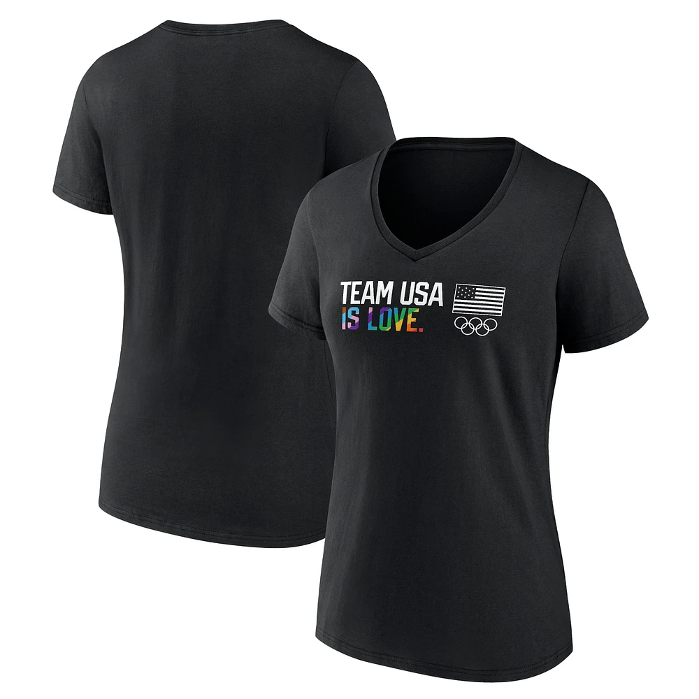 Women's Black Team USA Olympics Pride V-Neck T-Shirt