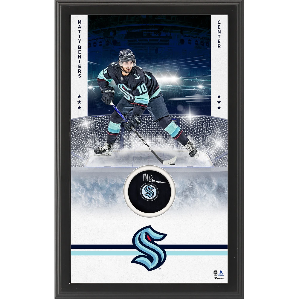 Matty Beniers Seattle Kraken Autographed Framed Hockey Puck Shadowbox