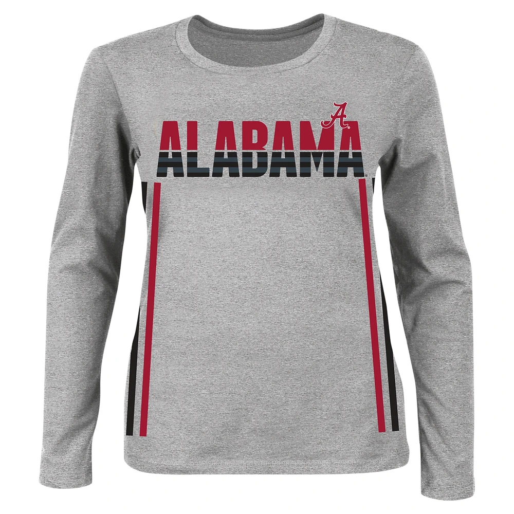 Women's Profile Heather Gray Alabama Crimson Tide Plus Side Stripe Fleece Pullover Sweatshirt