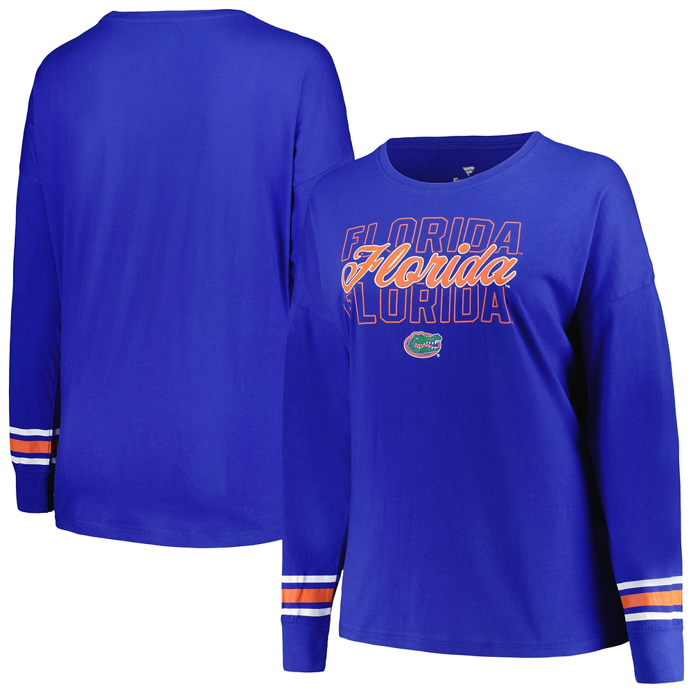 Women's Profile Royal Florida Gators Plus Triple Script Scoop Neck Long Sleeve T-Shirt