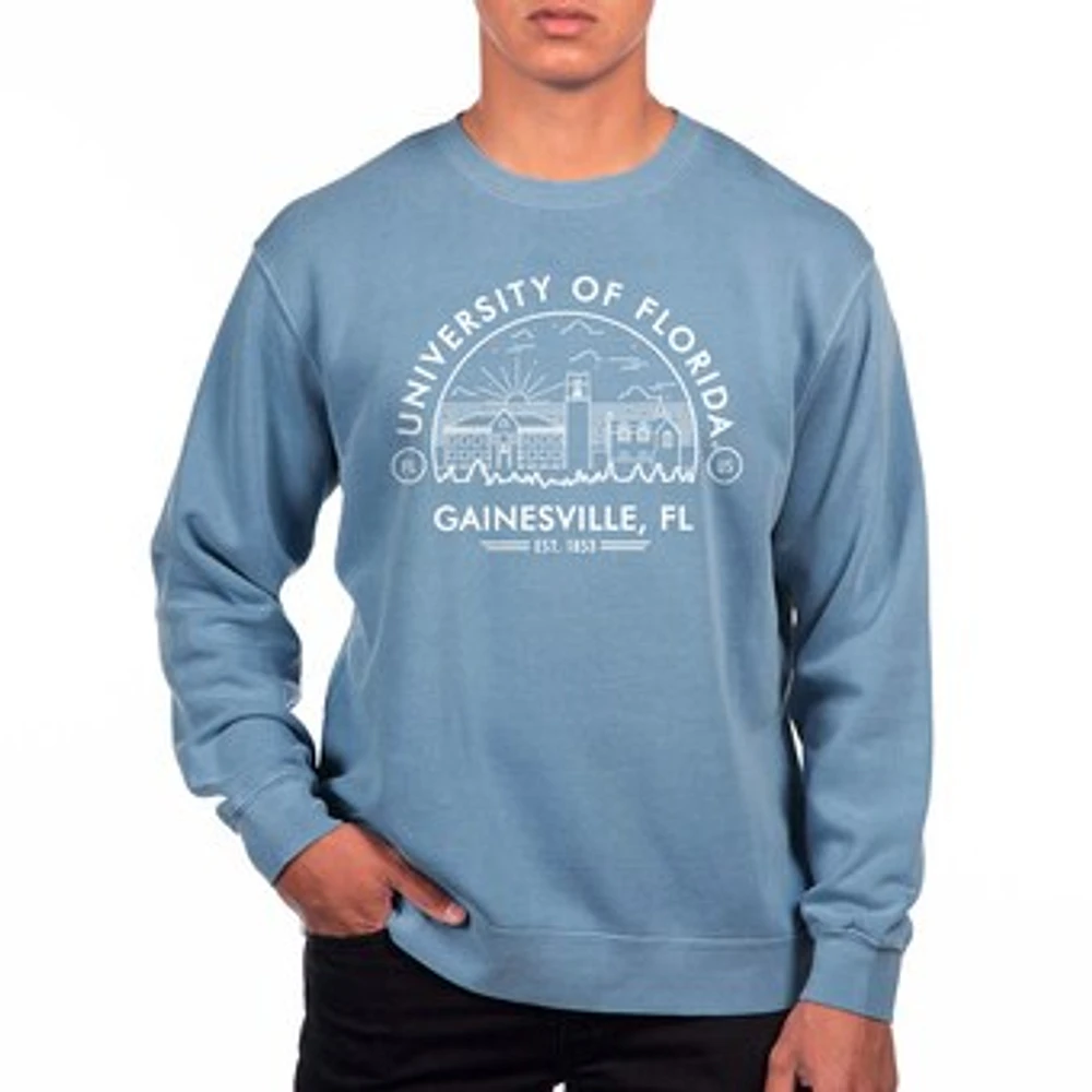 Men's Uscape Apparel Light Blue Florida Gators Pigment Dyed Fleece Sweatshirt