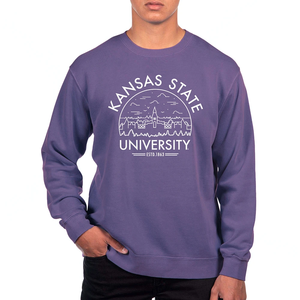 Men's Uscape Apparel Purple Kansas State Wildcats Pigment Dyed Fleece Sweatshirt