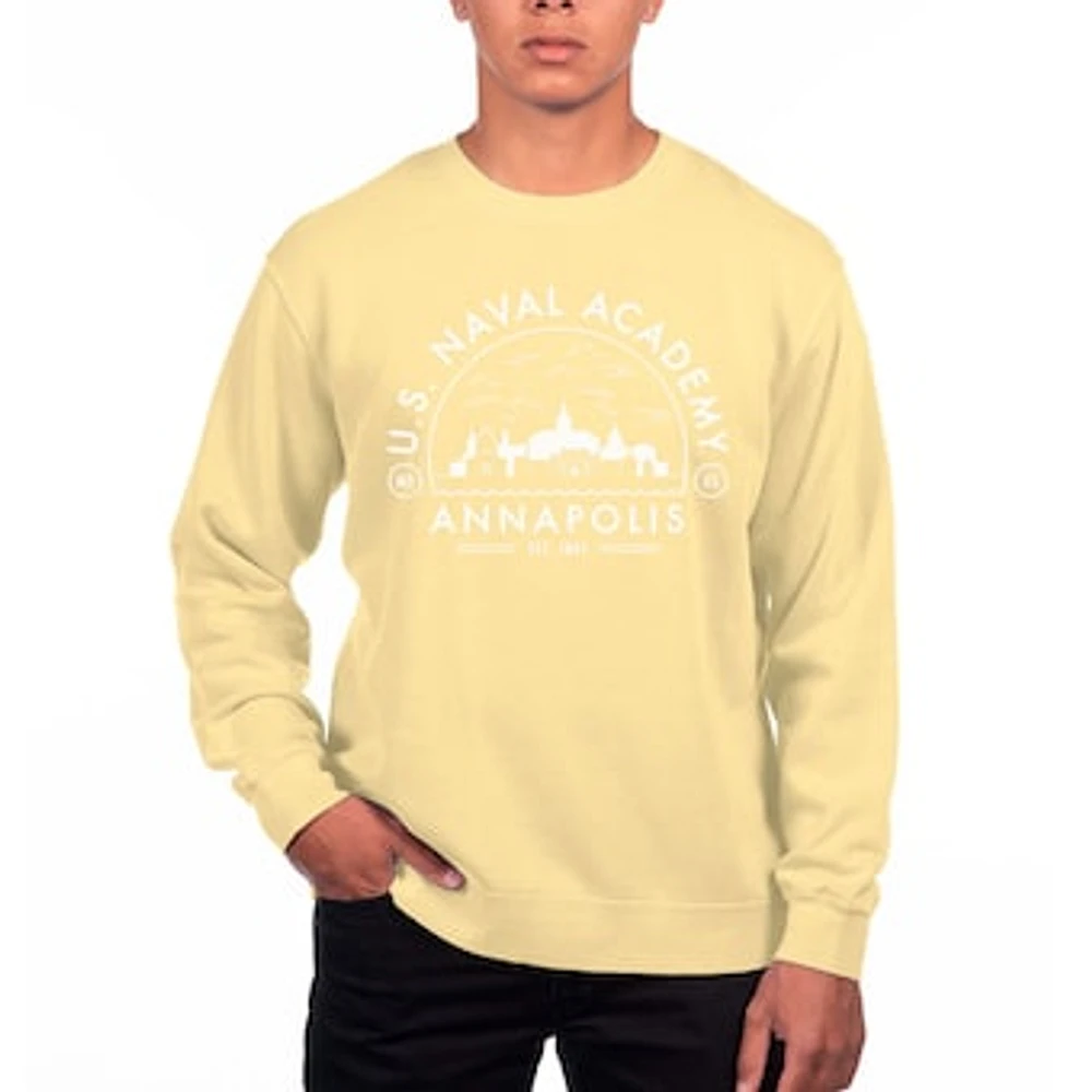 Men's Uscape Apparel Yellow Navy Midshipmen Pigment Dyed Fleece Sweatshirt