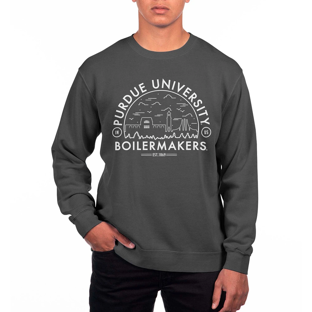 Men's Uscape Apparel Black Purdue Boilermakers Pigment Dyed Fleece Sweatshirt
