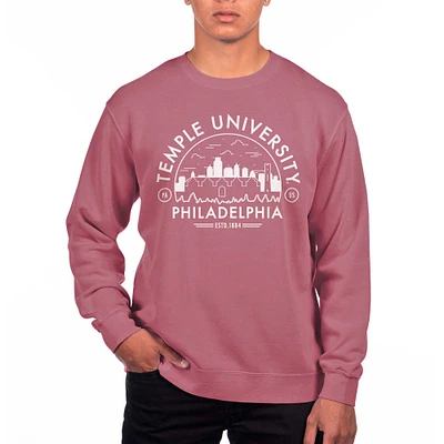 Men's Uscape Apparel Cherry Temple Owls Pigment Dyed Fleece Sweatshirt