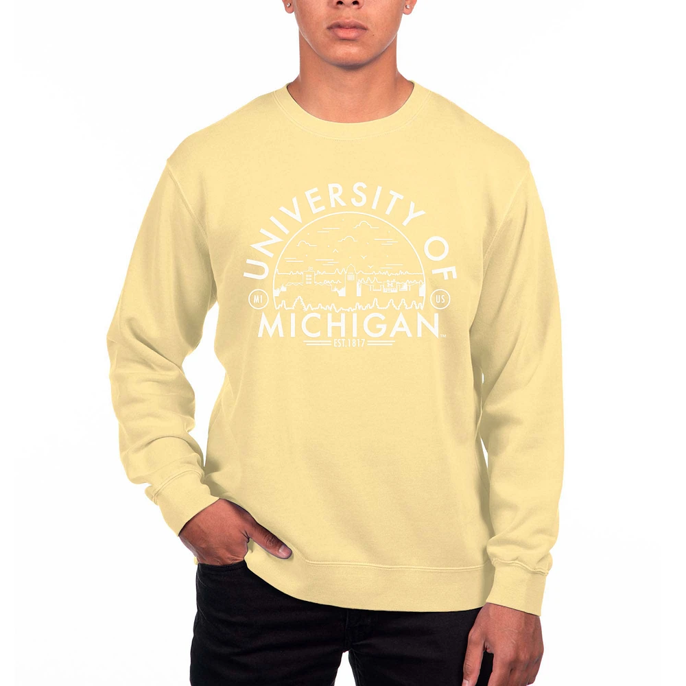 Men's Uscape Apparel Yellow Michigan Wolverines Pigment Dyed Fleece Sweatshirt