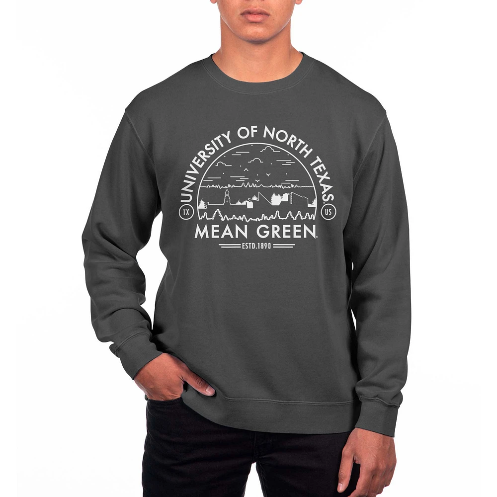 Men's Uscape Apparel Black North Texas Mean Green Pigment Dyed Fleece Sweatshirt