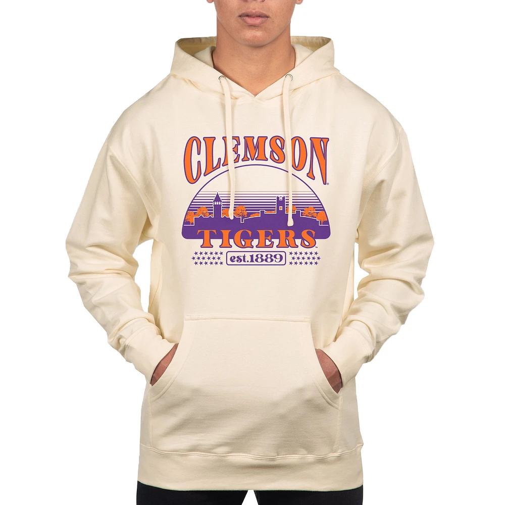 Men's Uscape Apparel Oatmeal Clemson Tigers Pullover Hoodie