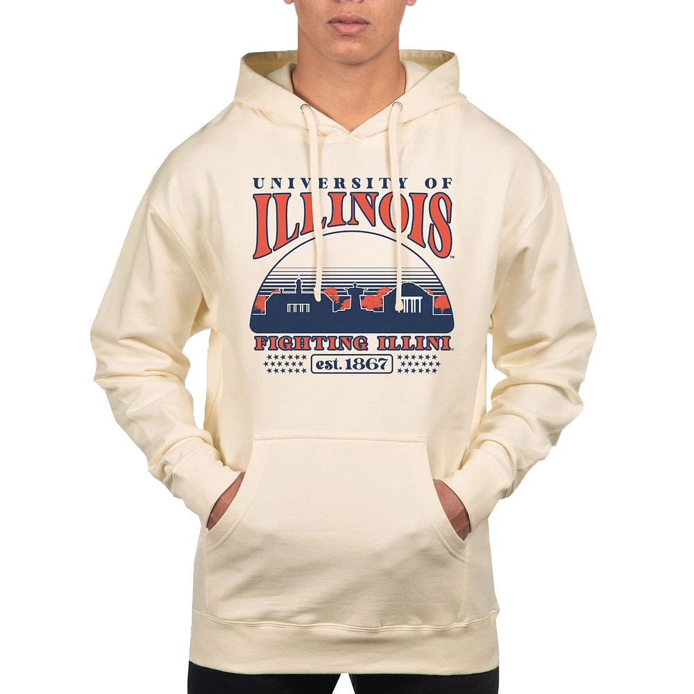Men's Uscape Apparel Oatmeal Illinois Fighting Illini Pullover Hoodie