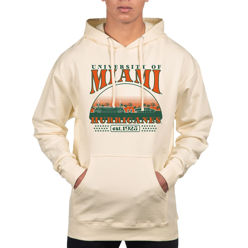 Men's Uscape Apparel Oatmeal Miami Hurricanes Pullover Hoodie