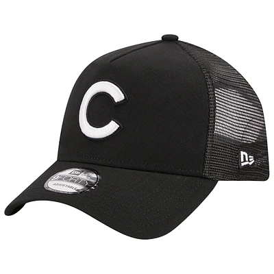 Men's New Era Black Chicago Cubs A-Frame 9FORTY Trucker Adjustable Hat