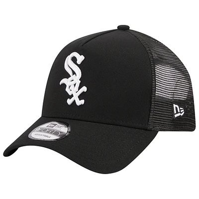 Men's New Era Black Chicago White Sox A-Frame 9FORTY Trucker Adjustable Hat