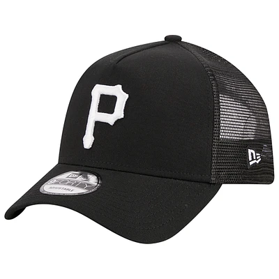 Men's New Era Black Pittsburgh Pirates A-Frame 9FORTY Trucker Adjustable Hat