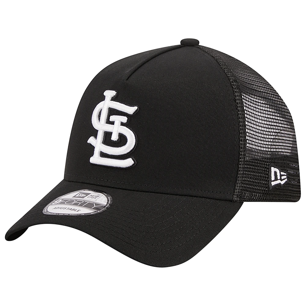 Men's New Era Black St. Louis Cardinals A-Frame 9FORTY Trucker Adjustable Hat