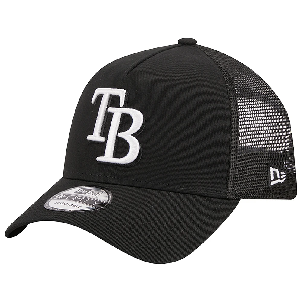 Men's New Era Black Tampa Bay Rays A-Frame 9FORTY Trucker Adjustable Hat
