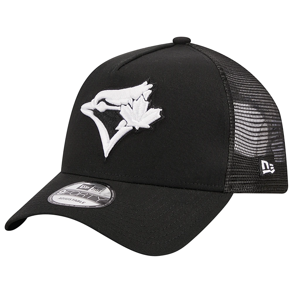 Men's New Era Black Toronto Blue Jays A-Frame 9FORTY Trucker Adjustable Hat